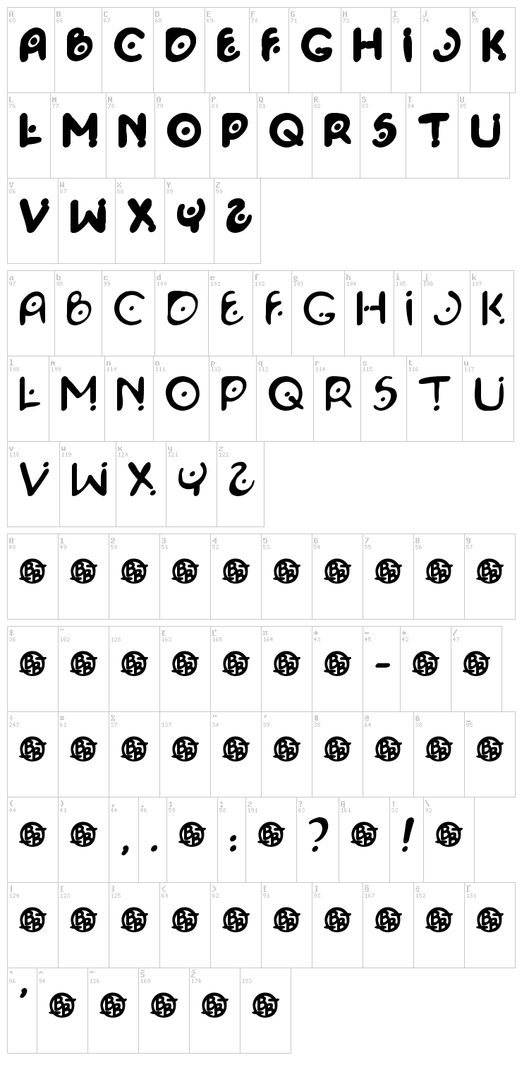 Space Pontiff font map